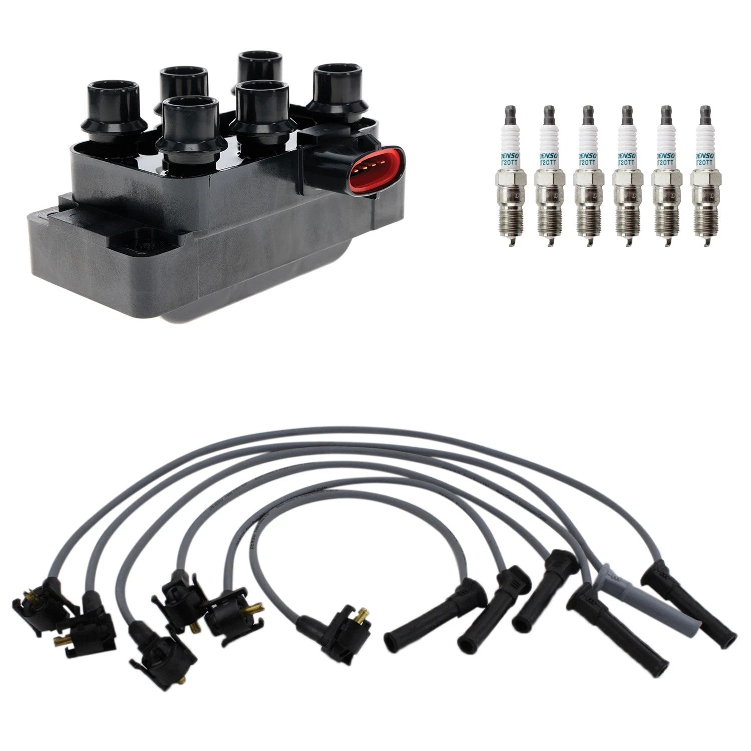 Ignition Coil & Spark Plug Wire Set for Ranger (Denso, Hitachi)