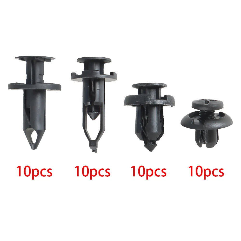 Set of 40 Black Plastic Rivets Fasteners for Universal Automobiles
