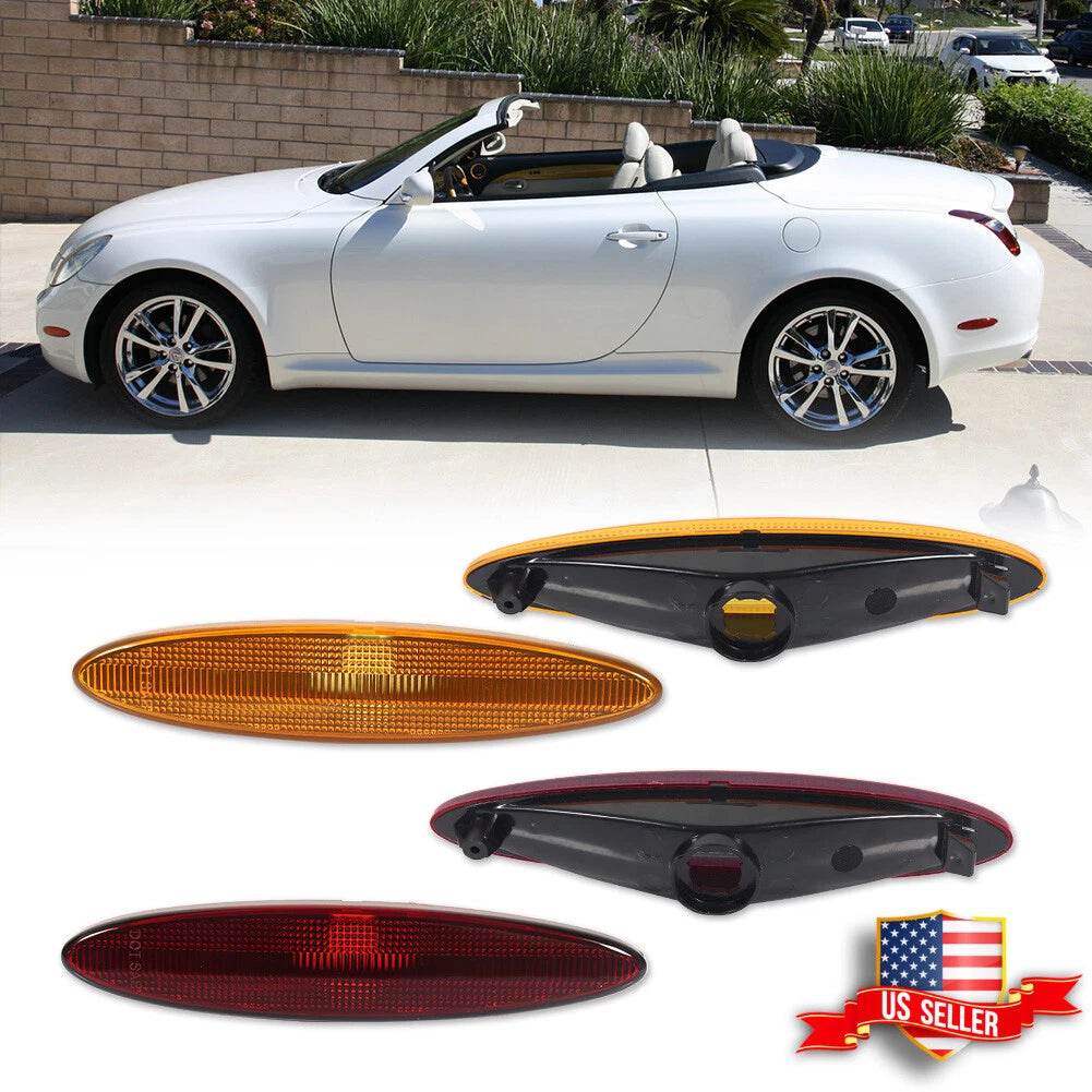 Set of 4 Amber Front & Red Rear Side Marker Lights for Lexus SC430 (2002–2010)