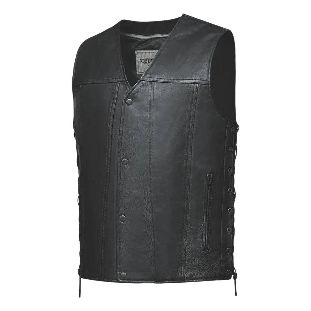 Leather Gun Pocket Motorcycle Vest for Rifleman (2XL)