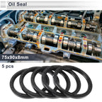 Set of 5 Oil Seal Rotary Shaft Seal Nitrile Rubber 75x90x8mm