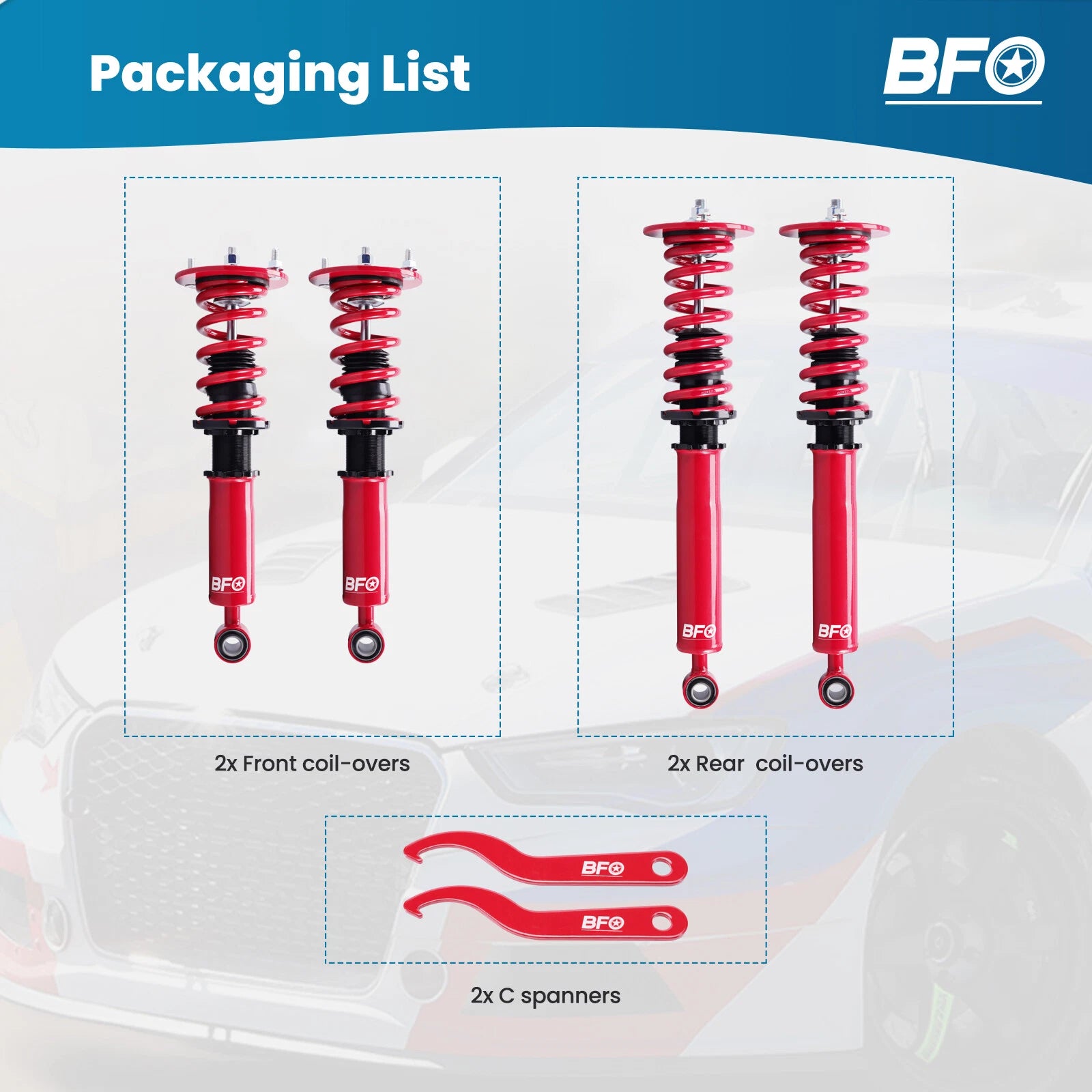 BFO Coilovers Suspension Kit for Nissan Skyline R33 (1993–1998) Adj. Height