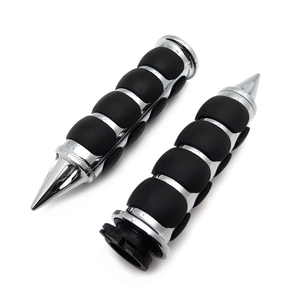 1" Rubber Handlebar Grip for Harley Touring Chopper Bobber Sportster Chrome