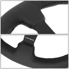 NRG 33cm Deep Dish Black Leather Steering Wheel for Universal Fit (N/A)