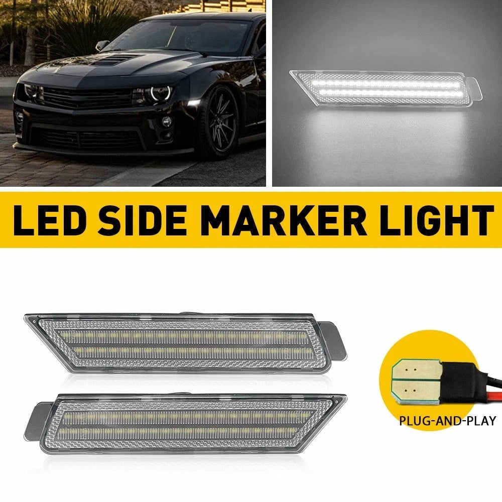 White Front LED Signal Lamp Side Marker Light for Chevrolet Camaro (2010–2015) EXV