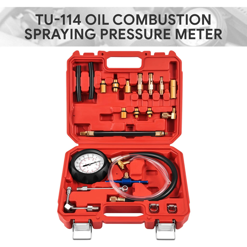 21 Pcs Fuel Pressure Test Kit Dual Scale Gauge for Car SUV Truck