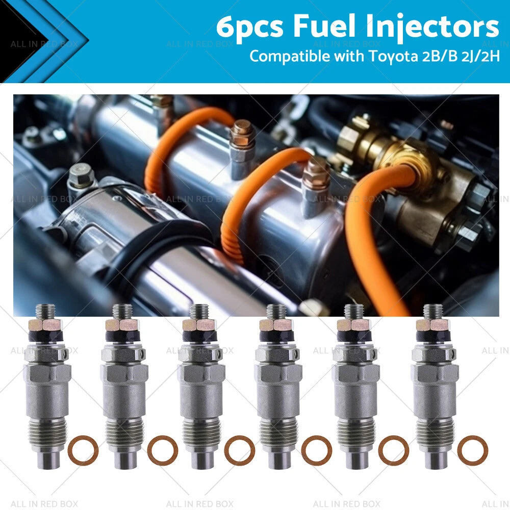 Set of 6 Fuel Injectors for Toyota 2B/B 2J/2H (093500-1810, 23600-48011)