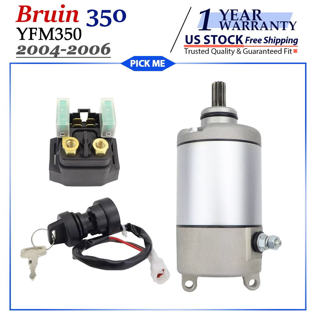 Starter for Yamaha Bruin 350 (2004–2006) YFM350 with Relay & Switch