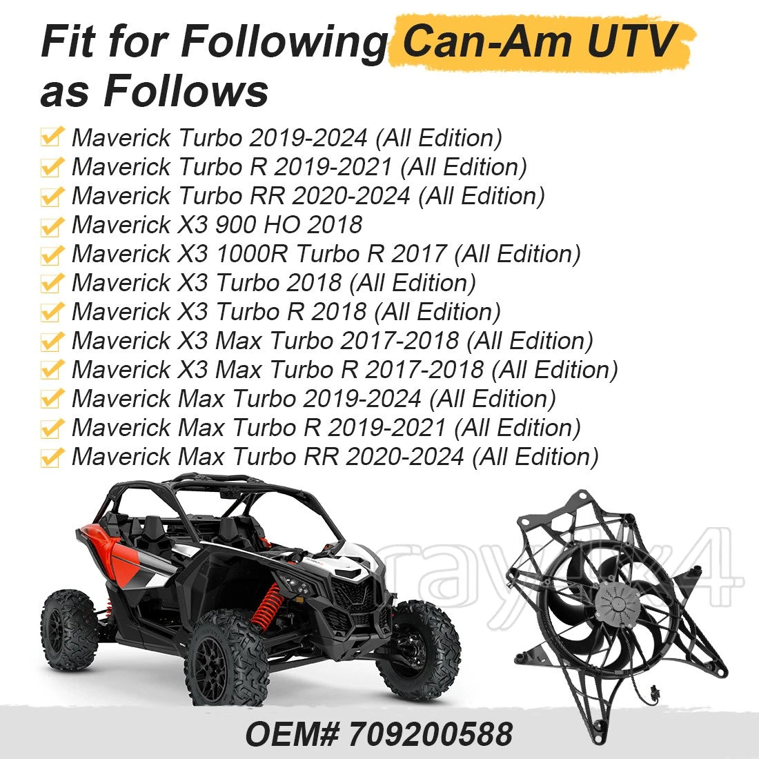 Cooling Fan Assembly for Can-Am Maverick X3 R RR Turbo / Max (2017–2024)