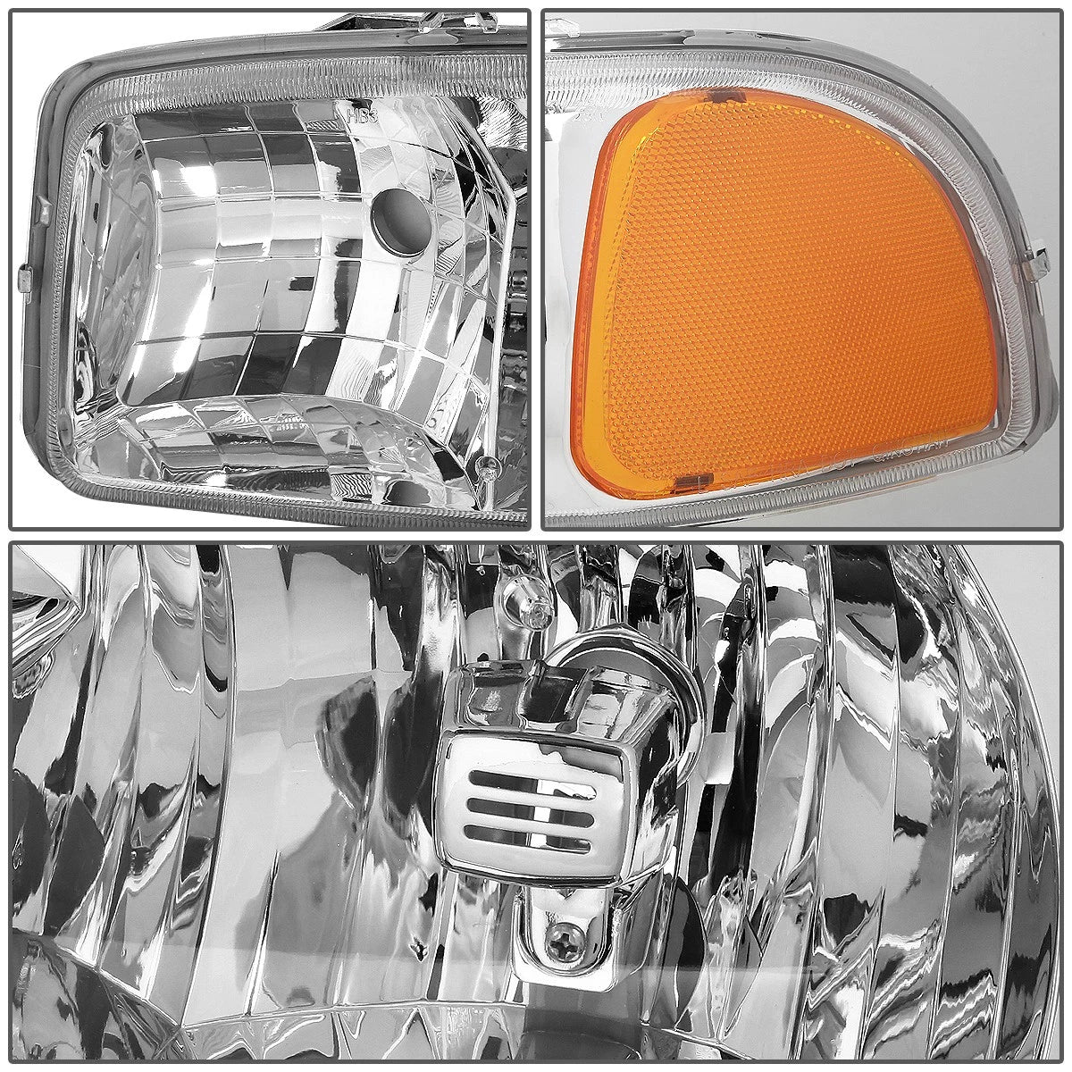 Chrome Amber Signal Headlight Lamp for GMC Sierra 1500 Yukon (1999–2007)