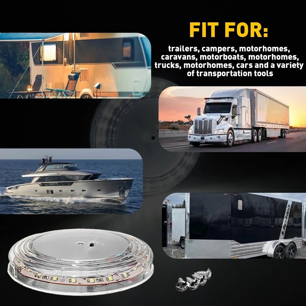 LED Ceiling Fixture Dome Light for RV Camper Trailer Marine (12V)