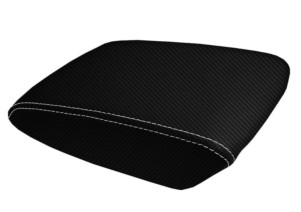 Console Armrest Cover for Acura MDX (2014–2020) Carbon Fiber White Stitch