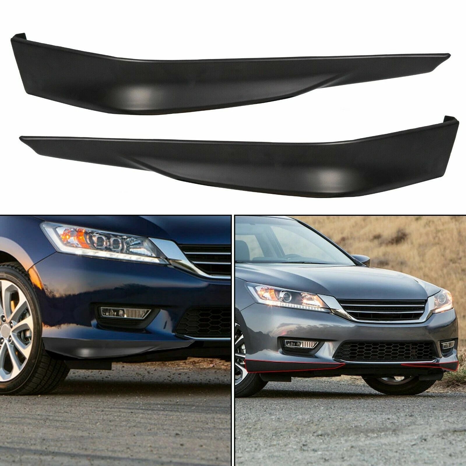 Set of 4 HFP-Style Front+Rear Bumper Spoiler Lip for Honda Accord (2013–2015)