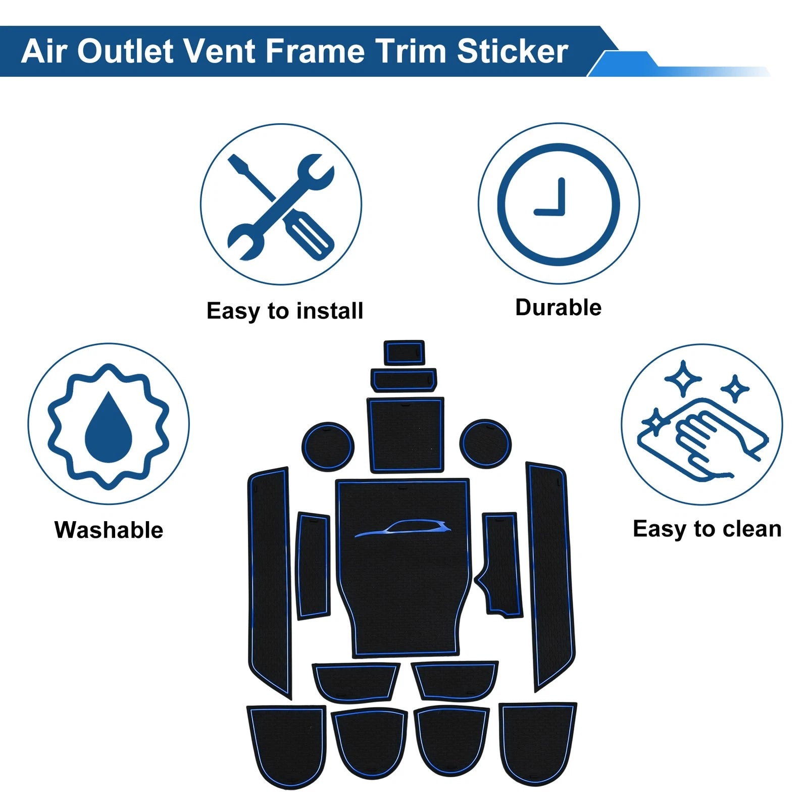 16 Pcs Non-Slip Mat for BMW X3 (2018–2019) PVC Blue