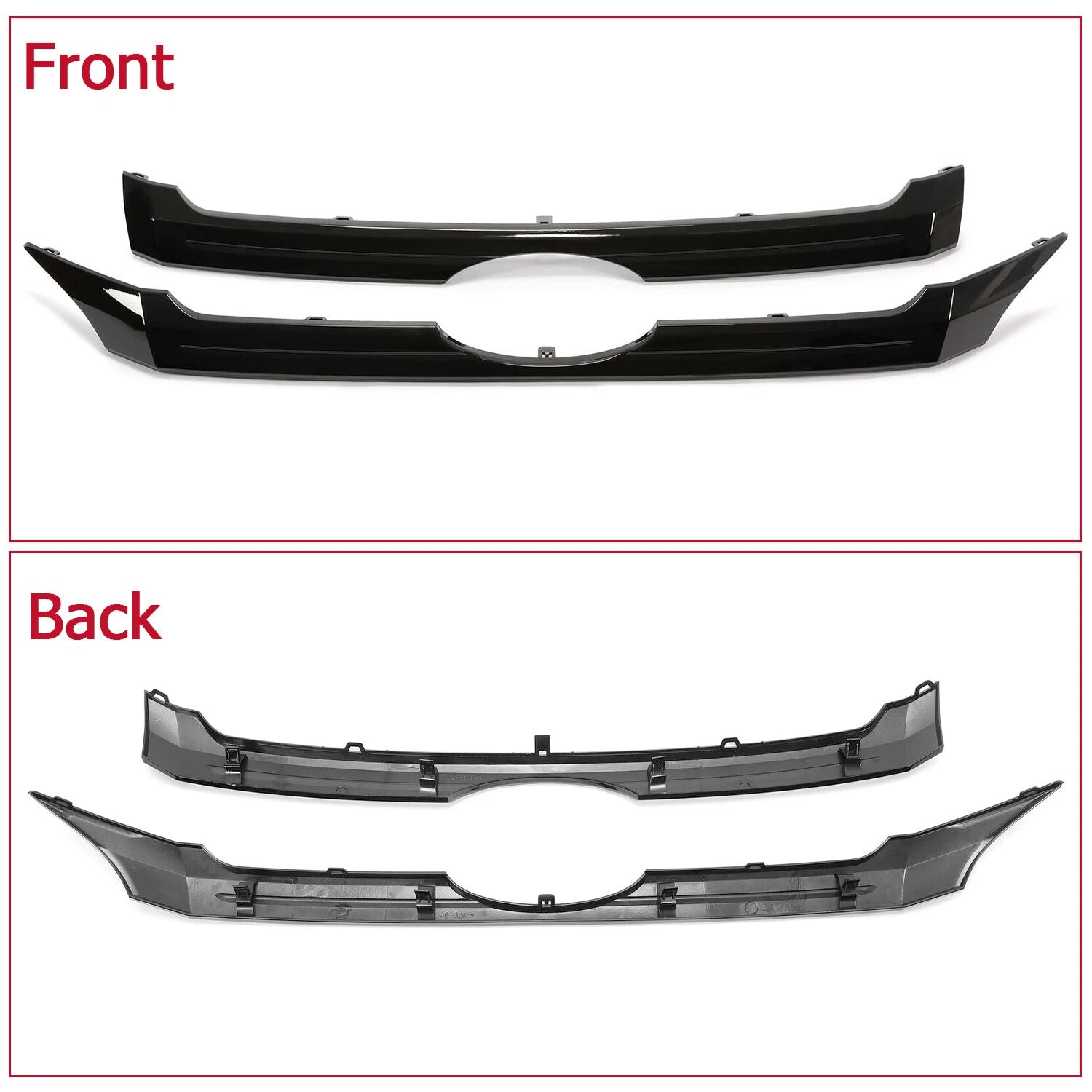 Set of 2 Front Upper & Center Grilles for Ford Edge (2011-2014) Black Painted