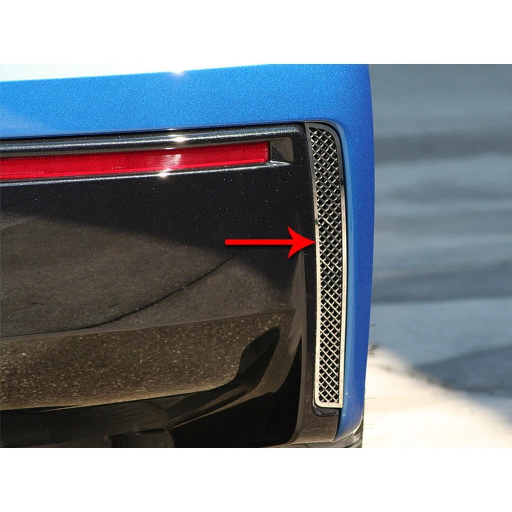 Polished Stainless Rear Laser Mesh Valance Vent Grilles for 14-19 Chevy Corvette