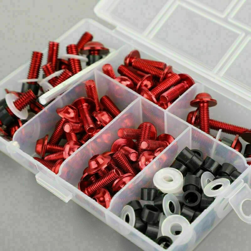 Set of 4 Verkleidungsschrauben for M5/M6 (158) - Red Aluminum