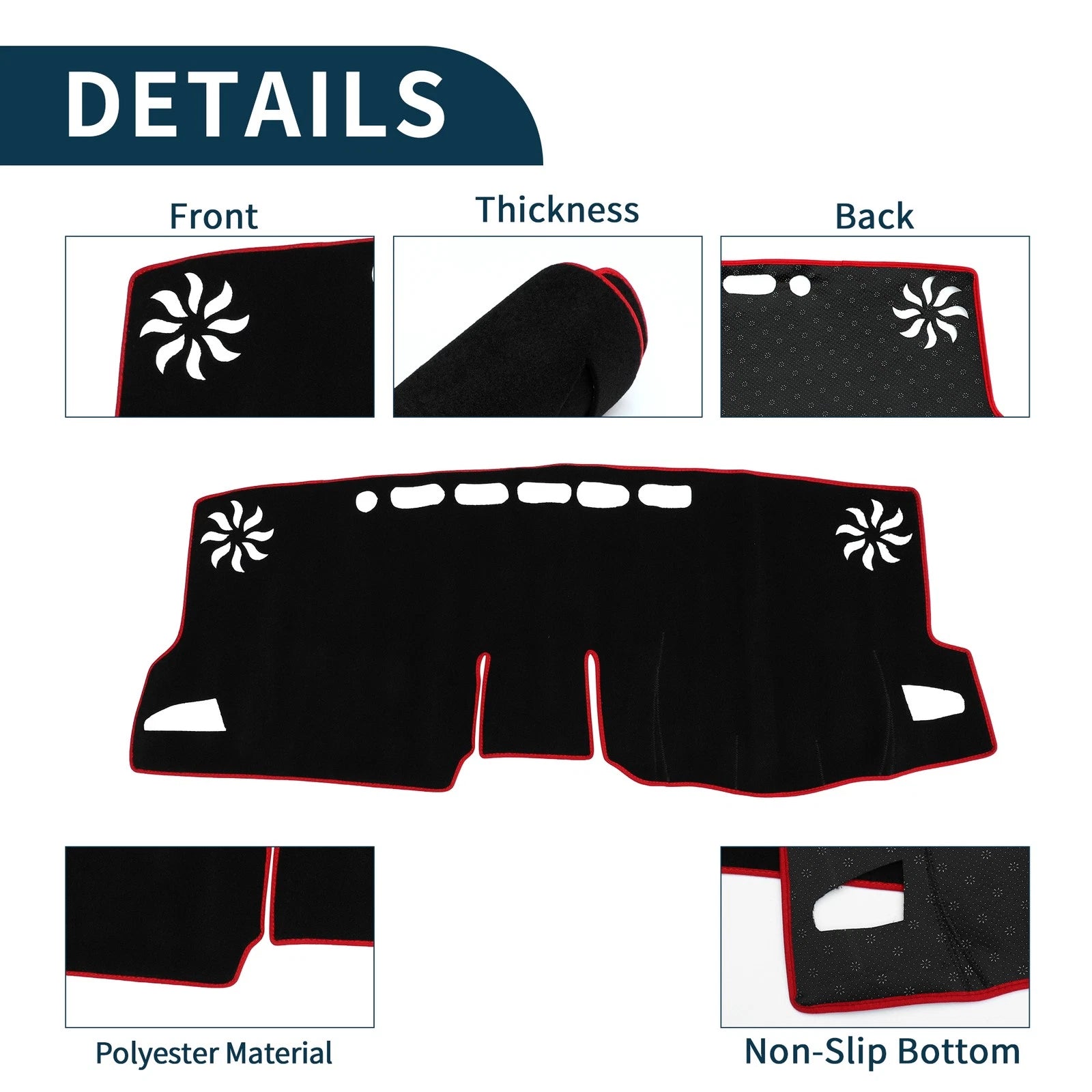 Dashboard Cover Mat for Toyota GR Corolla GZ (2022–2024) Black Red