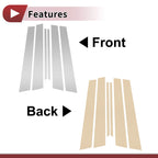 6 Pcs Car Door Pillar Window Trim for Nissan Maxima (2000–2003) Silver Tone