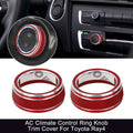 2X Red AC Climate Control Ring Knob Trim Cover for Toyota RAV4 (2019–2021)