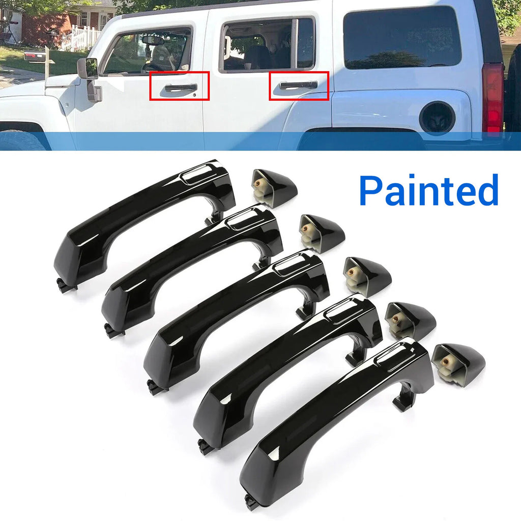 Set of 5 Exterior Door Handles for Hummer H3 H3T (2006–2010) Black