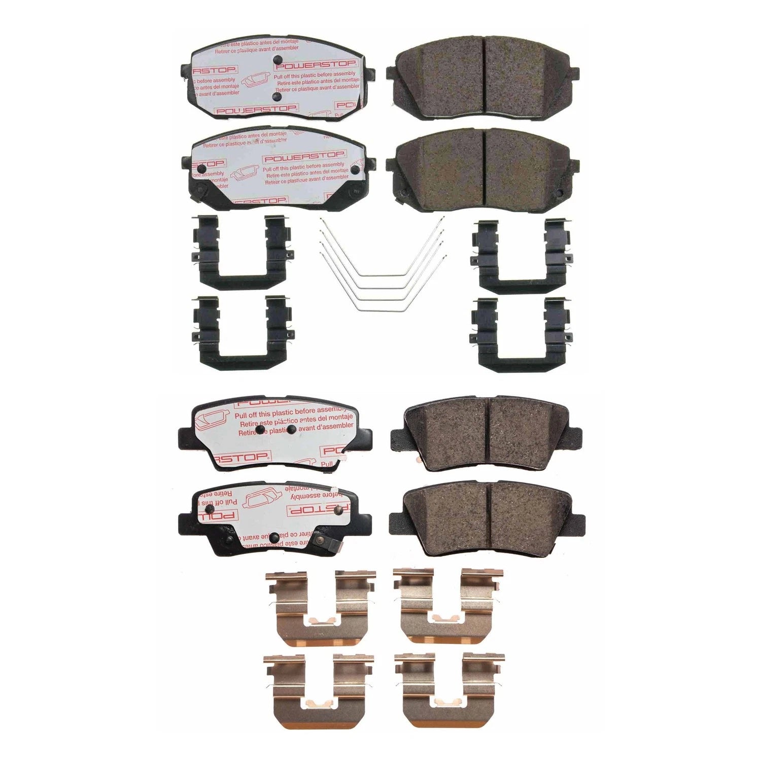 PowerStop 2X Front Rear Carbon Fiber Disc Brake Pad Kit for Sonata Soul EV (2015–2020)