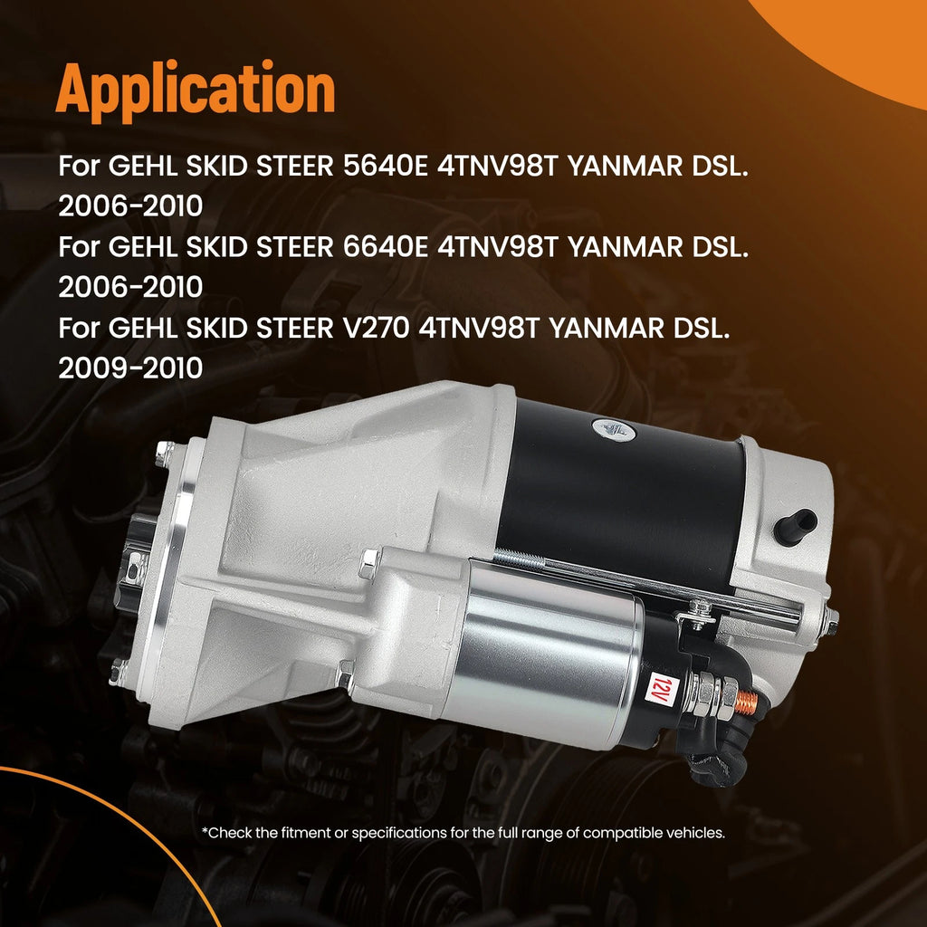 Starter for Gehl 5640E 6640E CL65 CL75 V270 (2005–2010)