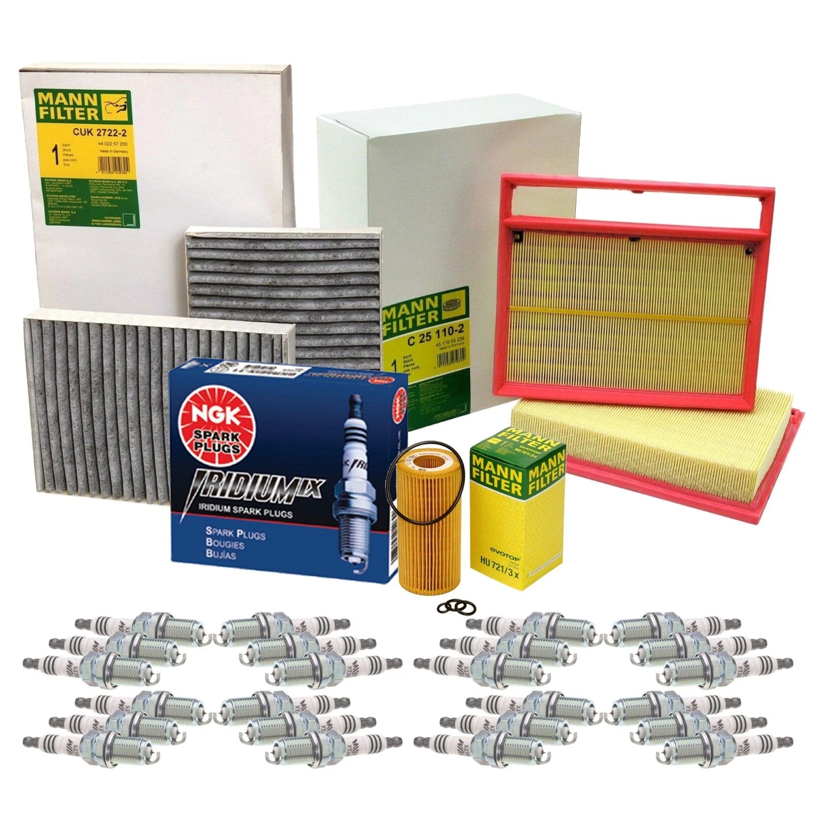 Tune-Up Kit with Mann Filters & NGK Spark Plugs for Mercedes C216 W221 (2007–2015)
