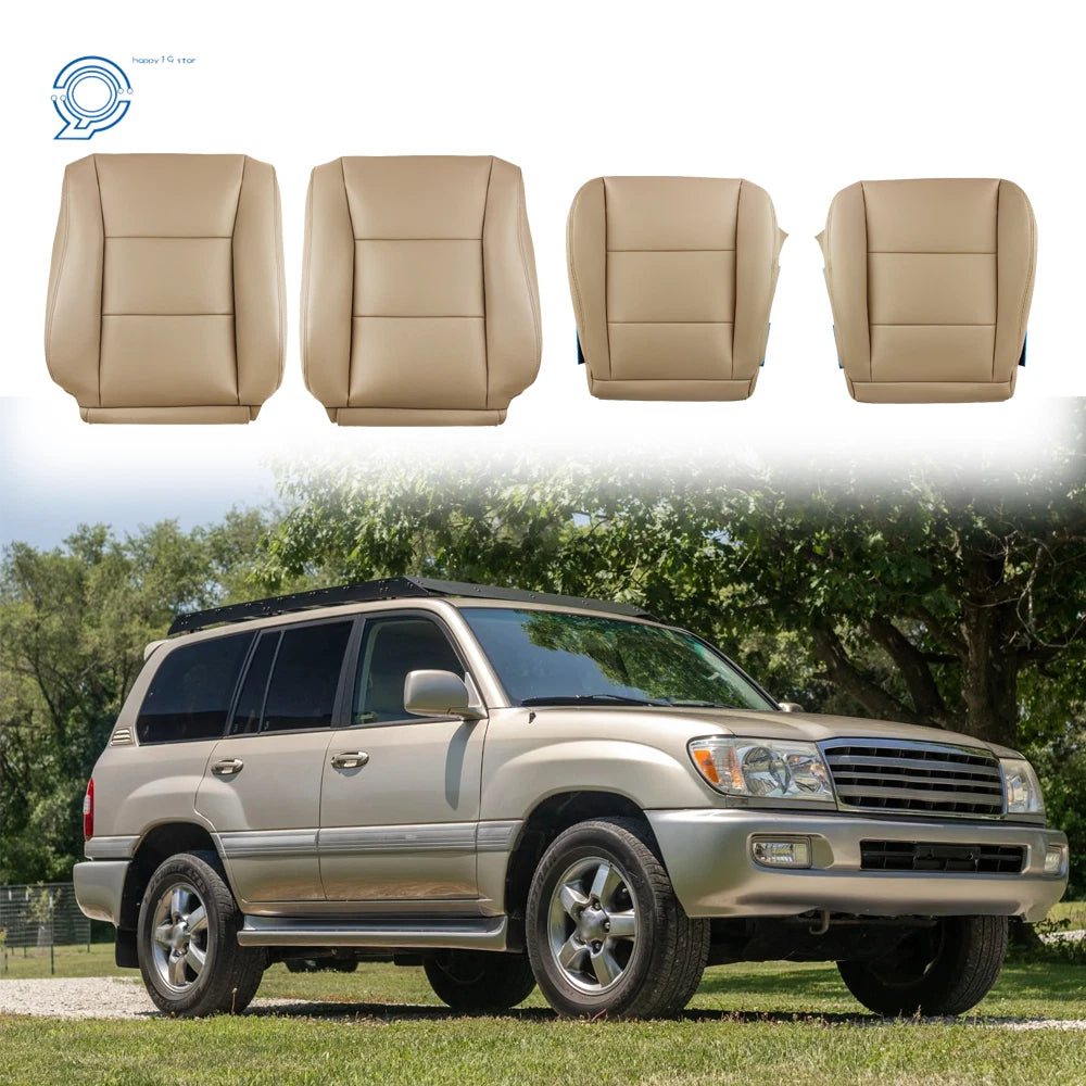 Set of 2 Leather Tan Back Seat Covers for Toyota Land Cruiser (1998–2007)