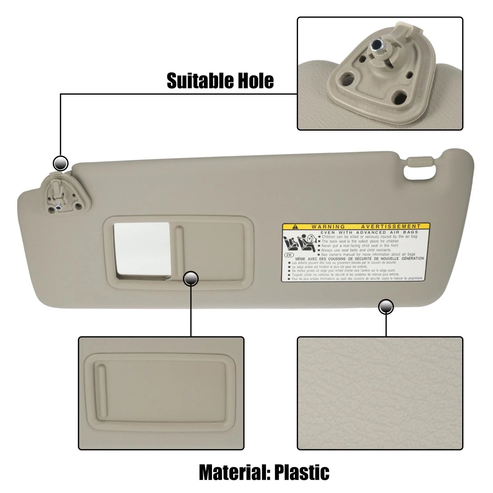 Front Left Sun Visor for Toyota Highlander (2004–2007) 74320-48260-A0