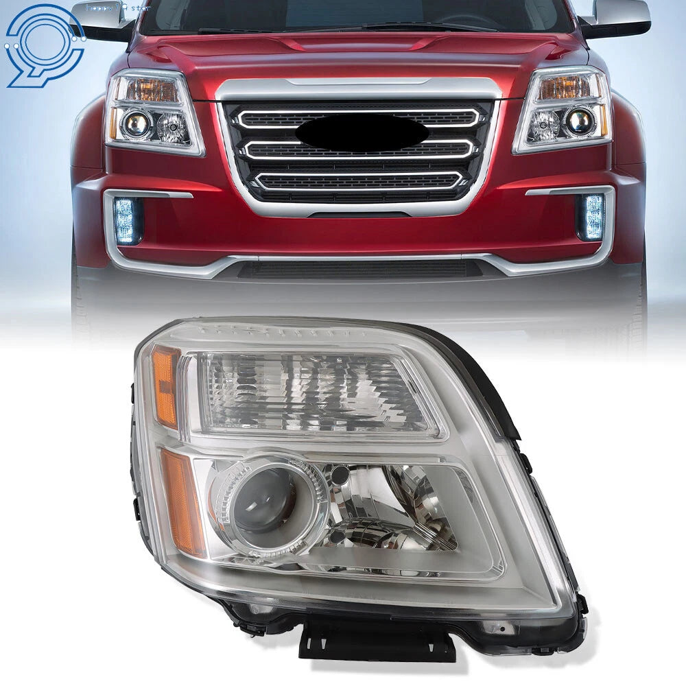 Right Side Halogen Headlight Assembly for GMC Terrain (2016-2017) Amber Chrome