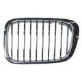 Replacement Chrome Plastic Driver Side Hood-Mounted Grille-See Compatible Chart