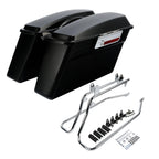 Matte Black Hard Saddlebags & Conversion Bracket for Harley Softail FXST (1984–2017)