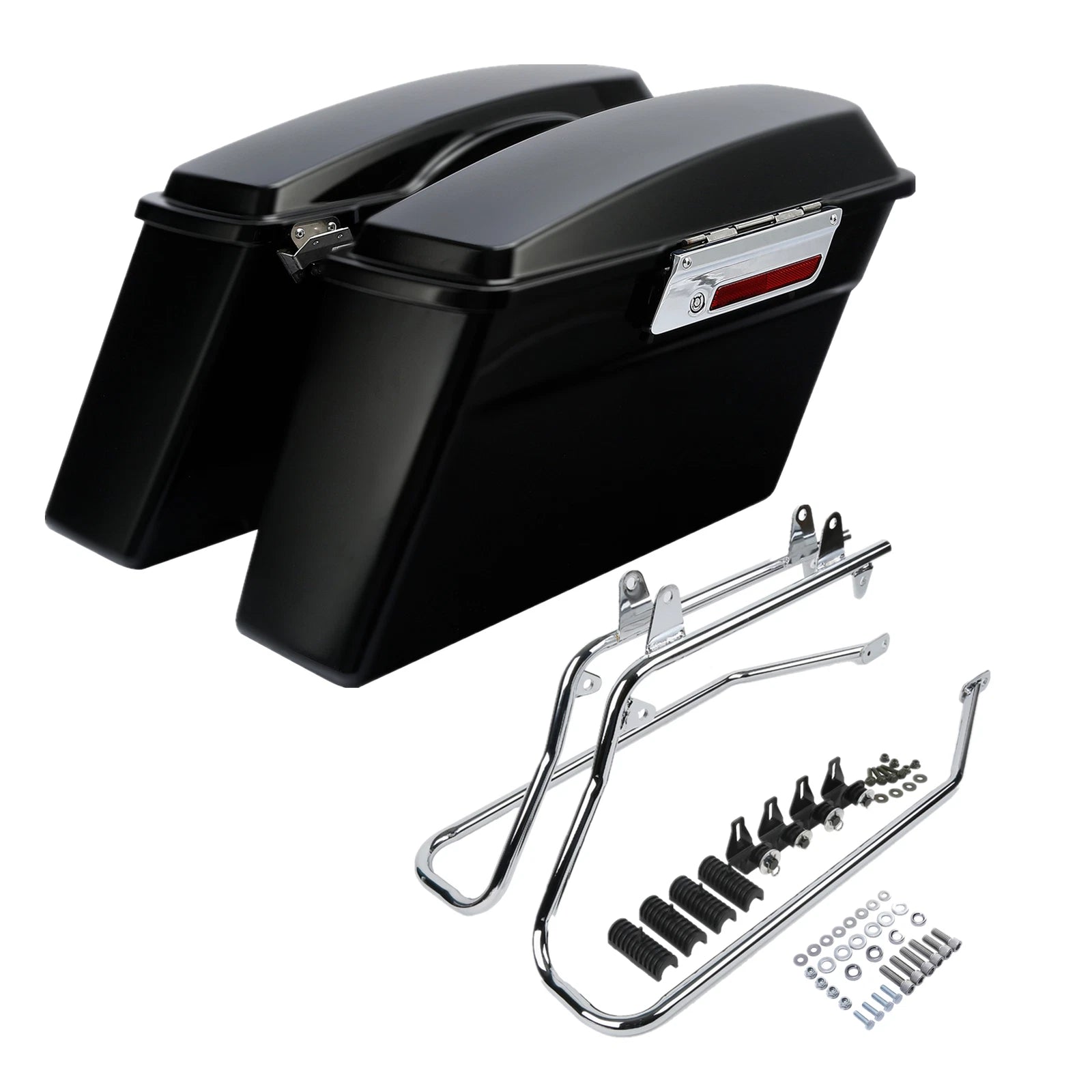 Matte Black Hard Saddlebags & Conversion Bracket for Harley Softail FXST (1984–2017)