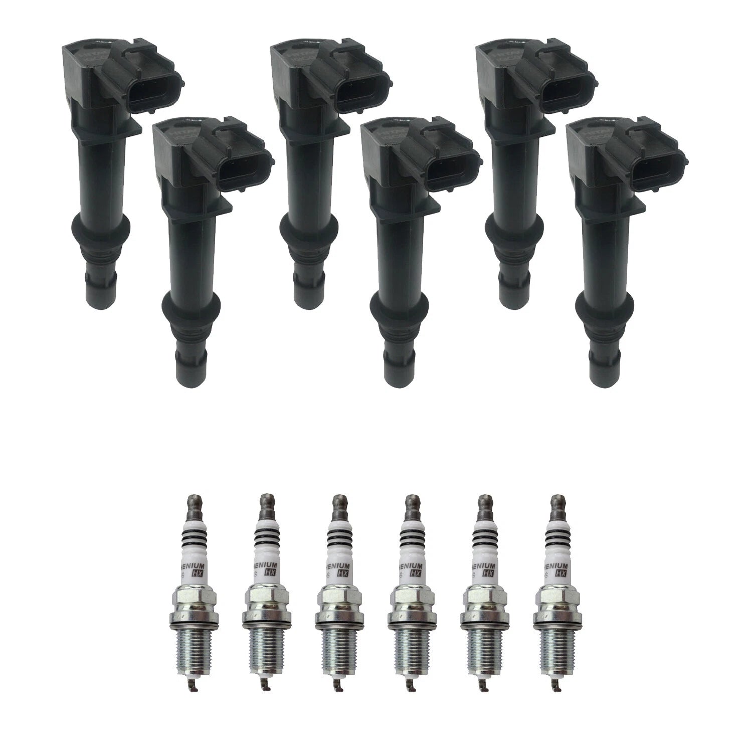 Set of 6 Ignition Coils & NGK Ruthenium Spark Plugs for Dakota Liberty (2005–2011)