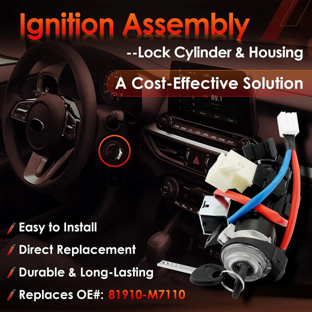 Ignition Switch with Lock Cylinder and Keys for Kia Forte Soul Seltos (2019-2023)