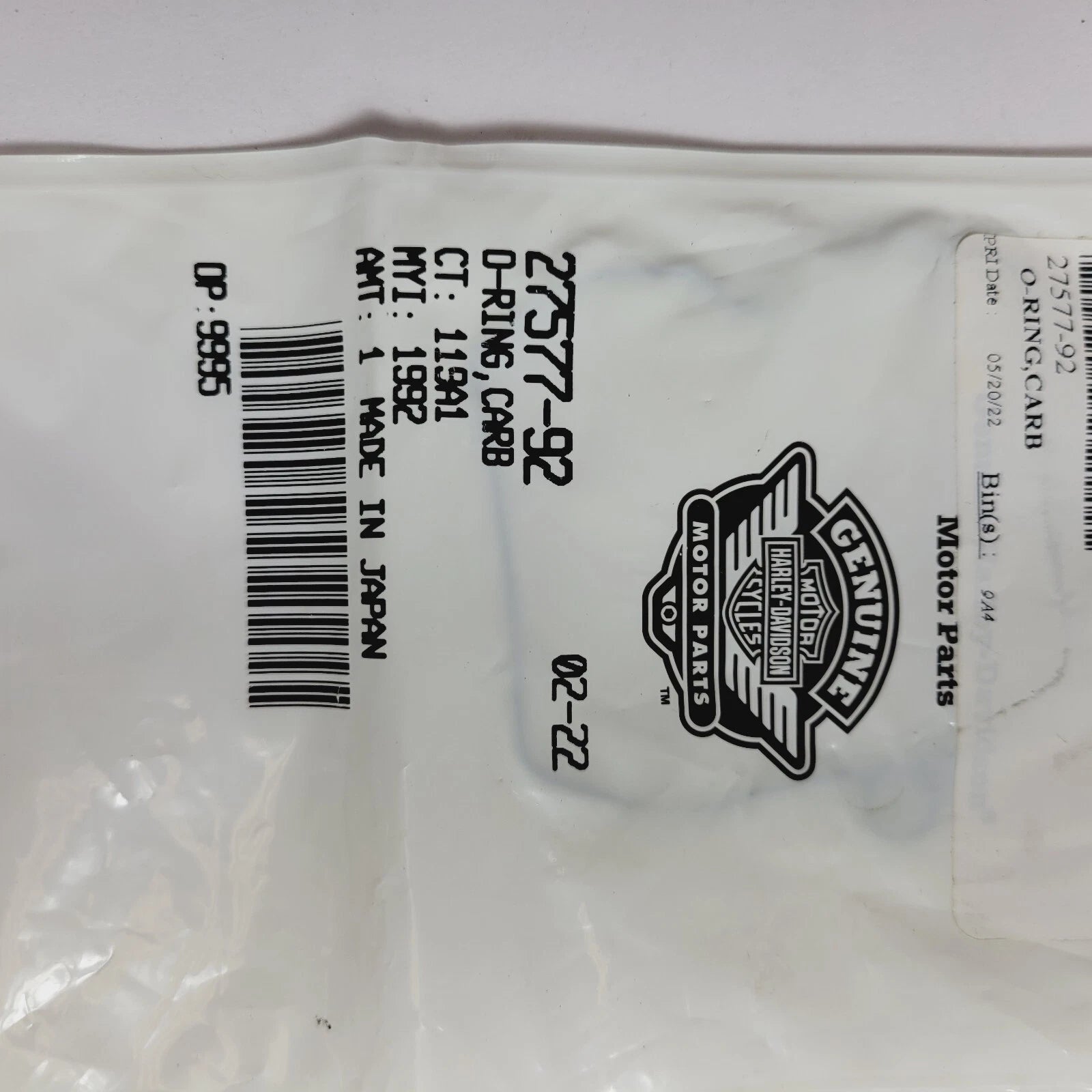 Carburetor O-Ring for Harley-Davidson (1992–1992) 27577-92