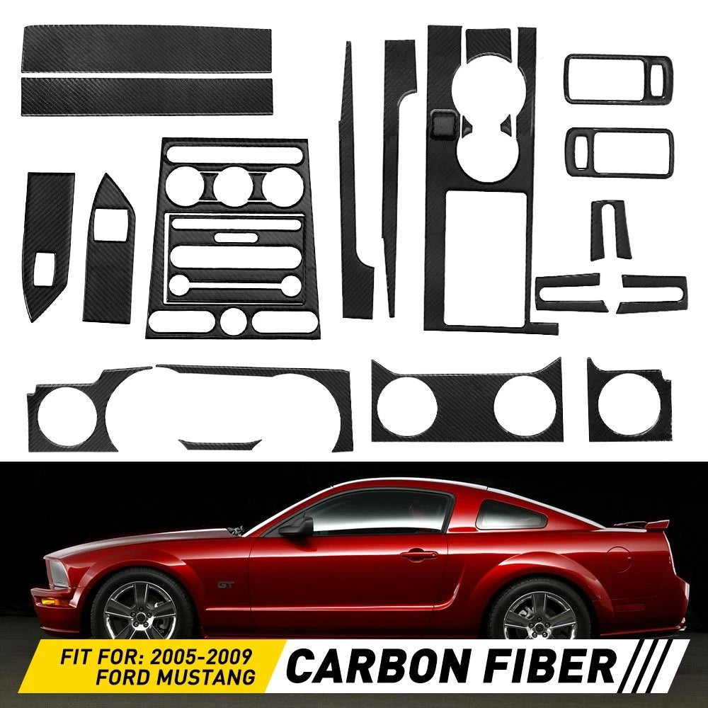 22PCS Carbon Fiber Wrap Trim for Ford Mustang (2005–2009) PY