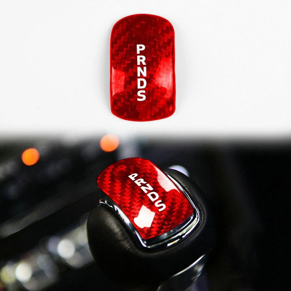 Red Carbon Fiber Shift Knob Cover for Ford Mustang (2015–2019)