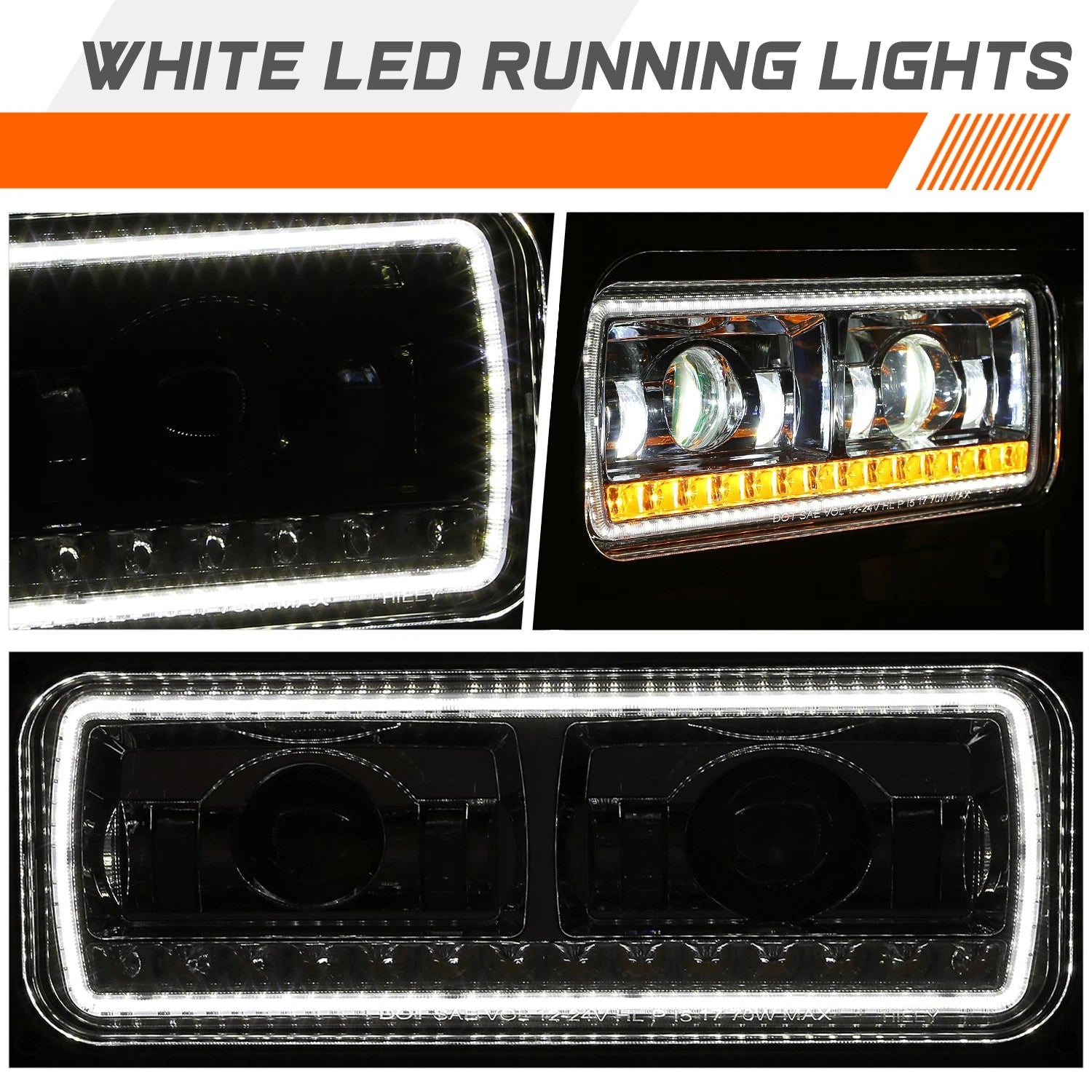 LED Sequential Signal Projector Headlights for Peterbilt 359 379 389 (1981–2021)