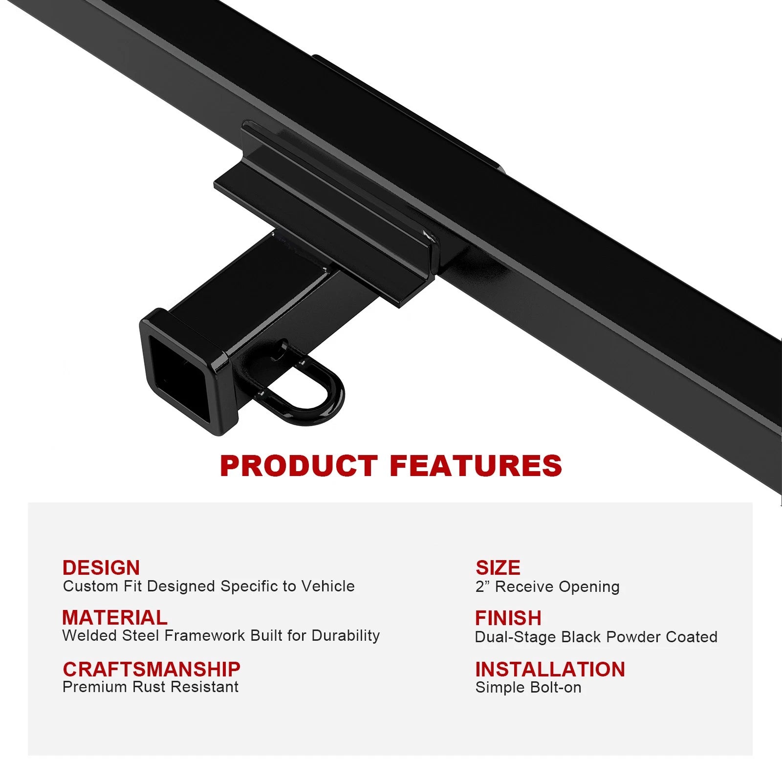 2 Inch Trailer Hitch Receiver for Toyota Tacoma (1995-2004)
