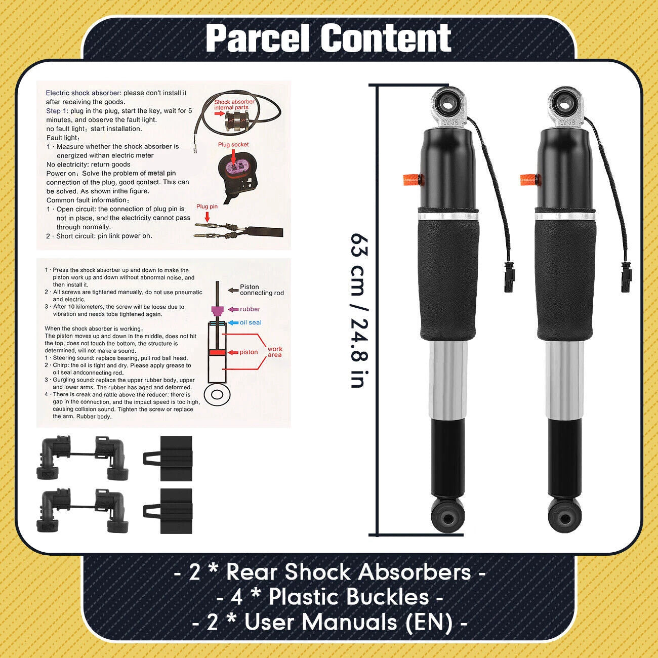 Pair Rear Shock Absorbers for Cadillac Escalade, Chevrolet Tahoe, Suburban, GMC Yukon (2015–2020) 84176675