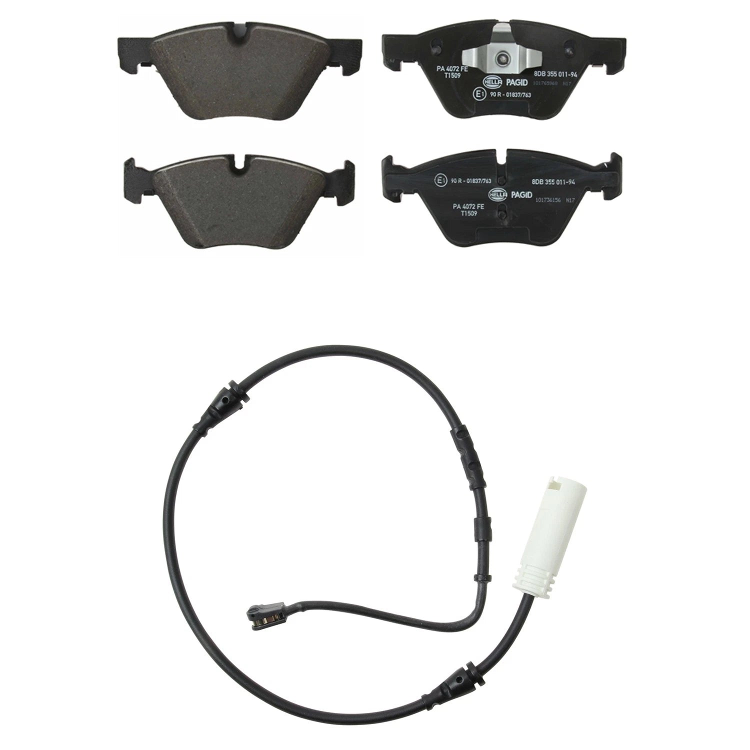 Hella Front Low-Met Disc Brake Pad Set w/Sensor for BMW E82 E88 128i (2010–2011)