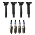 Set of 4 Ignition Coils & Spark Plugs for Hyundai Accent, Kia Rio