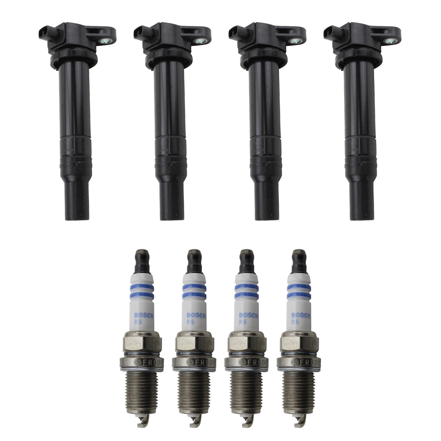 Set of 4 Ignition Coils & Spark Plugs for Hyundai Accent, Kia Rio