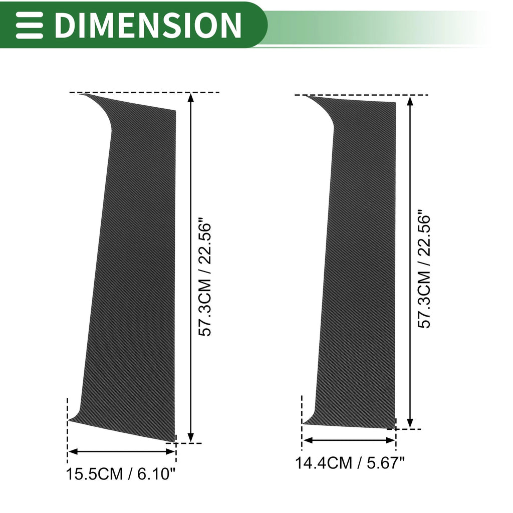 Set of 4 Door Pillar Window Trim for Ford F-250 (1999–2014) Carbon Fiber Black