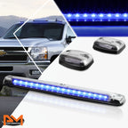 3Pcs Cab Roof Running Light Chrome Housing Blue LED for Silverado/Sierra (2007–2013)
