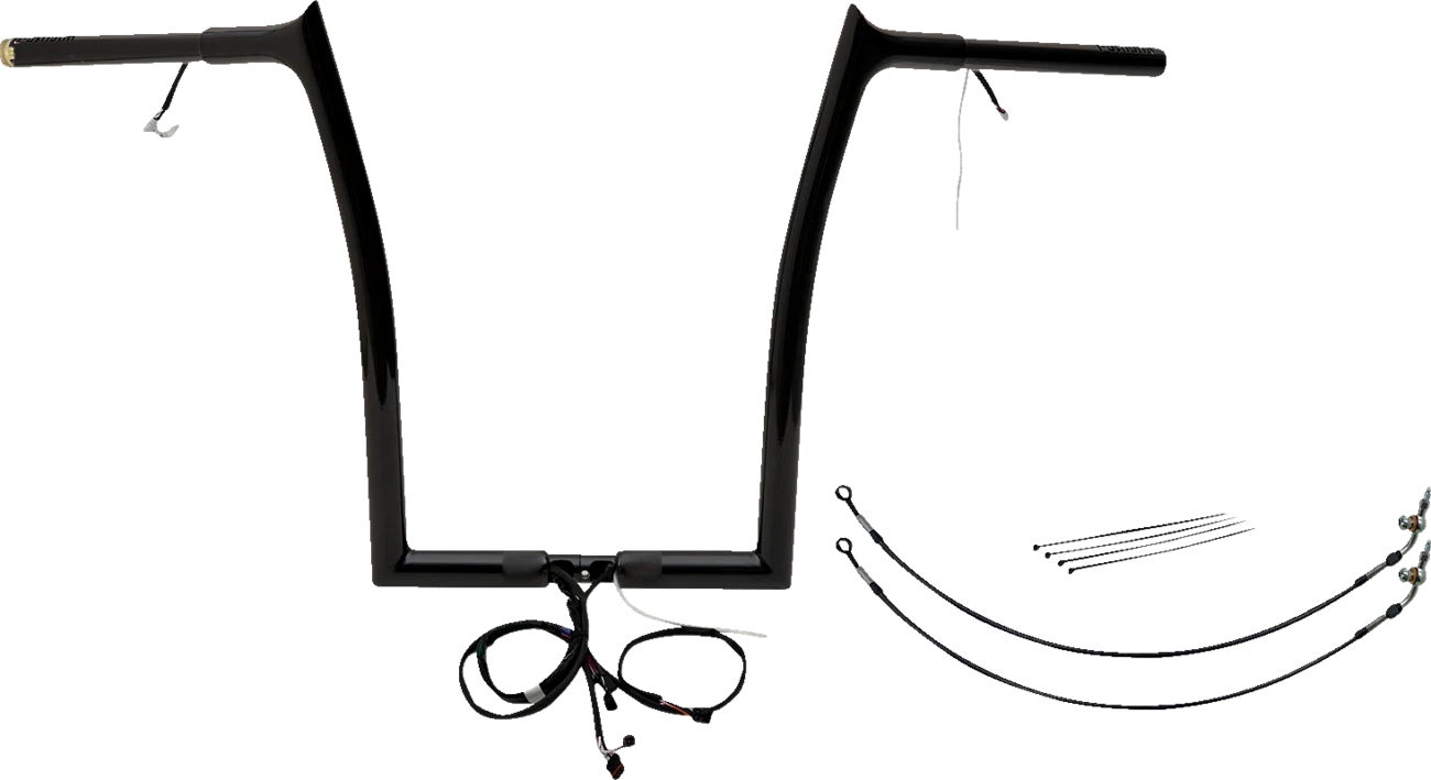 1-1/4" Pointed Top Handlebar Kit for Harley Davidson (EZ Install, 16", Black)