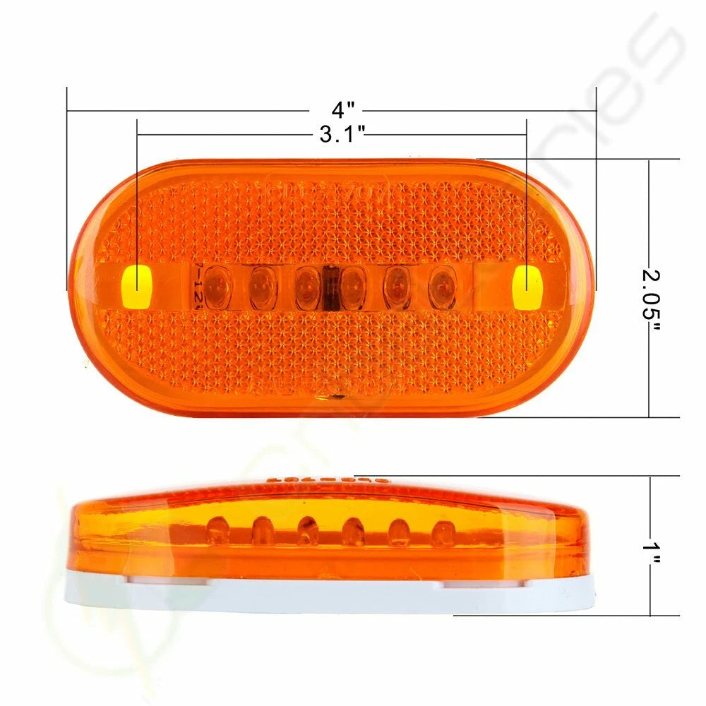 Set of 4 Red + 4 Amber 4" 6 LED Clearance Side Marker Lights for Trailer Camper