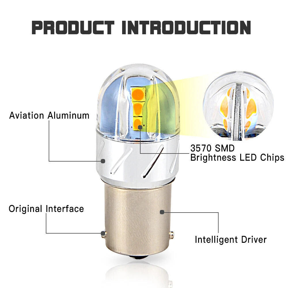 4X 1156 Yellow Amber LED Backup Reverse Turn Signal Lights for